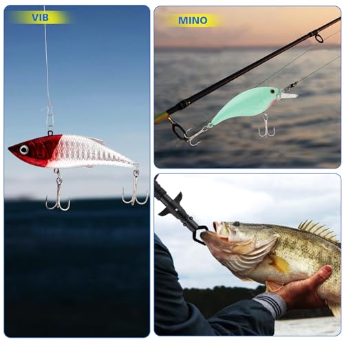 3 Layer Fishing Tackle Box with Tackle Included,Fishing Bait Kit,Pliers,Fish Lip Gripper,Accessories, Gift for Fishing Men Women Kids Saltwater Freshwater