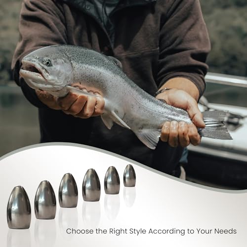 Pristis 12 pcs Tungsten Fishing Weights, Compact Bullet Sinkers Kit for Fishing line, Drop Shot Texas Carolina Rig Hook Weight for Bass Walleye Perch Trout Crappie Bait - size: 1/8 oz
