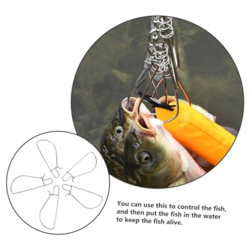 Happyyami 5pcs Outdoor Fishing Accessory Stainless Steel Fish Stringer Clip Secure Fish Locks