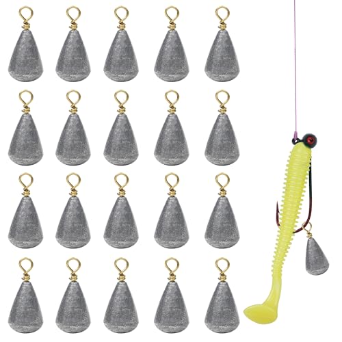 Fishing Weight Sinkers Bass Casting Weights Bell Sinkers Catfish Drop Shot Weight with Brass Ring Assorted Sizes Pear Sinker Weights for Ocean Saltwater Surf Bass Fishing - size: 1/4oz-20pcs