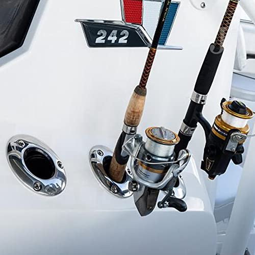 2 Pack Fishing Rod Holders for Boat, 316 Stainless Steel, 3 Angles (15°/30°/90°) Flush Mount, Heavy Duty Saltwater Corrosion Resistant with Thickened Nylon Nesting & Stopper Pin - style: 90 Degree