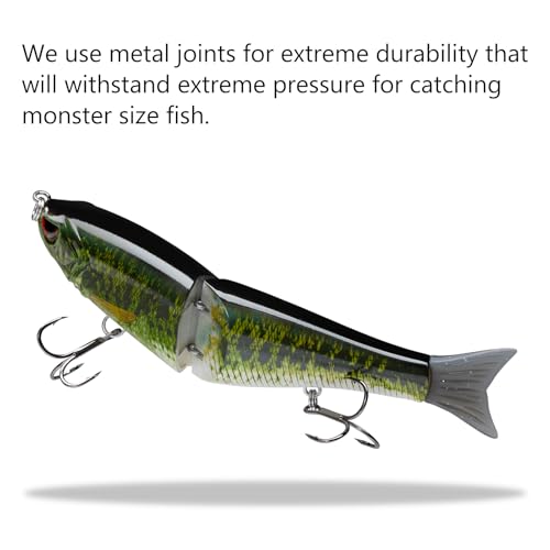 Bassdash SwimShad Glide Baits Jointed Swimbait Bass Pike Salmon Trout Muskie Fishing Lure,3-Pack - color: Largemouth Bass +Blue Mackerel +Yellow Mackerel, size: 4.5in/0.65oz