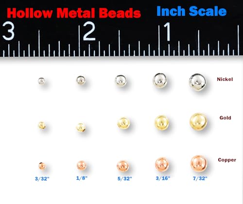 Hollow Metal Beads for Tacklecraft & Fishing 100 pcs - color: Nickel