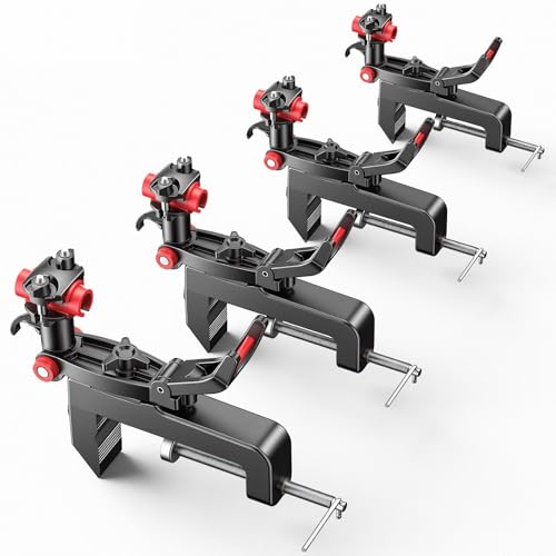 Clamp On Fishing Rod Holder for Boat Canoe Pontoon Kayak Dock | 360° Adjustable, Heavy Duty, Round & Square Rail Mount, Saltwater Safe - color: Rod Holder- 4 Pack