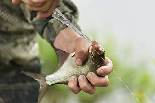 mouhike Fishing Pliers Long Nose Stainless Steel Fish Hook Remover Braid Cutters Split Ring Fish Pliers with Lanyard Fish Holder Ice Fly Fishing Gear Freshwater Saltwater Fishermen Gift