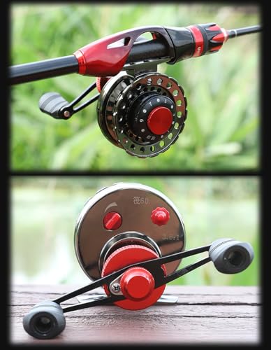 Inline Ice Fishing Reel Full Metal Coil 6+1BBs Ratio 65mm Spool Fly Reel Magnetic Brake Fishing Wheel Pesca Winter Tackle Fishing Accessories - size: Right Hand