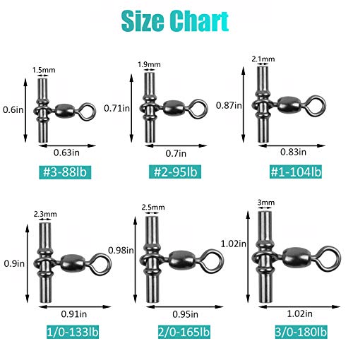 3 Way Swivels Heavy Duty Sleeve Swivel for Deep Drop Rigs Saltwater Tackle | Crossline Three Way Swivels Fishing Tackle Line Connector Sliders - size: 3/0-25pcs