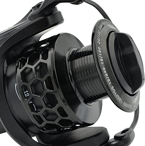 Fishdrops Spinning Fishing Reels 12+1BB Ultra Lightweight Carved Aluminum Spool Reels Affordable Smooth Spinning Reels - size: Size4000