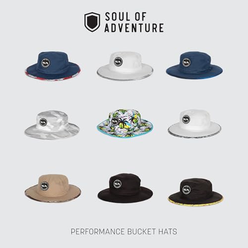 Soul of Adventure Bucket Hat | UV 50+ for Adults | Sun Protection with Adjustable Fit, Moisture-Wicking Fabric - color: Blackout American Flag