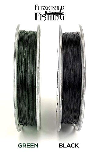 Fitzgerald Vursa Braided Green Professional Graded Power Fishing Line 150/300/1500 Yd, Smooth 8 Strands, Extremely Thin, Heavy Duty, Superior Knot Strength, Longer Casting, Fade Resistant, 10-80 Lb - size: 300yd