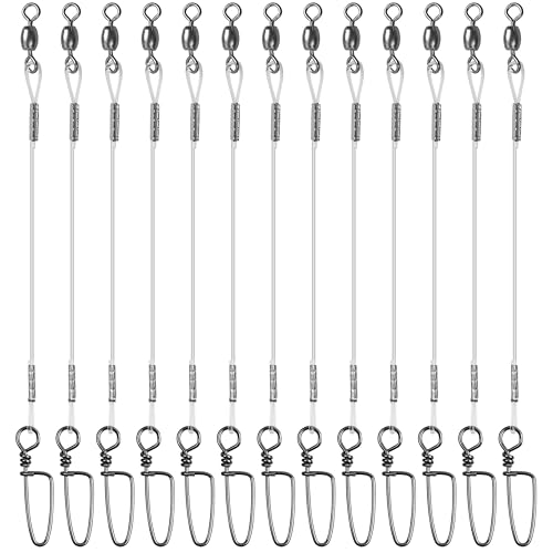 Nylon Fishing Leaders,12/24pcs Nylon Mono Wire Leader Line with Swivel Snaps Lures Rig or Hooks Connect Tackle High Strength Fishing Leader Line for Saltwater Freshwater 20lb/30lb/40lb/50lb - size: 40LB