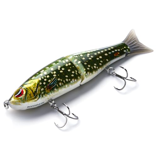 Bassdash SwimShad Glide Baits Jointed Swimbait Bass Pike Salmon Trout Muskie Fishing Lure - color: Northern Pike, size: 4.5in/0.65oz