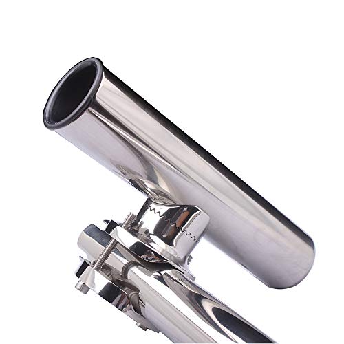 2PCS Tournament Style Fishing Rod Holders, Stainless Steel Fishing Rod Holder Clamp-on 1 1/4" to 2" Rails for Boat, Side Mount Rod Holder for Marine Yacht Boat Truck RV