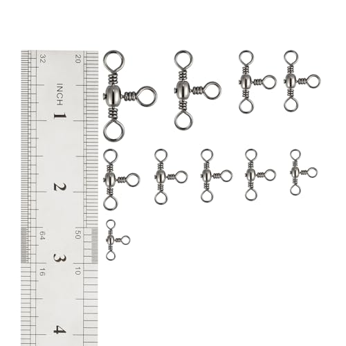Dr.Fish 30 Pack Fishing 3 Way Swivels, 35-175LB, Three Way Barrel Swivels Fishing Tackle Catfish Rig - size: #5-65LB
