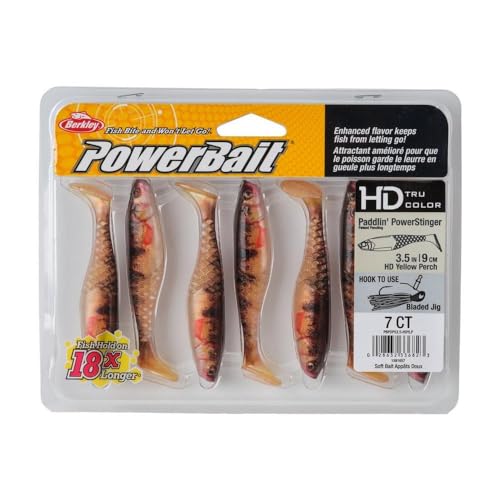 Berkley PowerBait Paddlin' PowerStinger Fishing Soft Bait - color: HD Yellow Perch, size: 3 1/2"