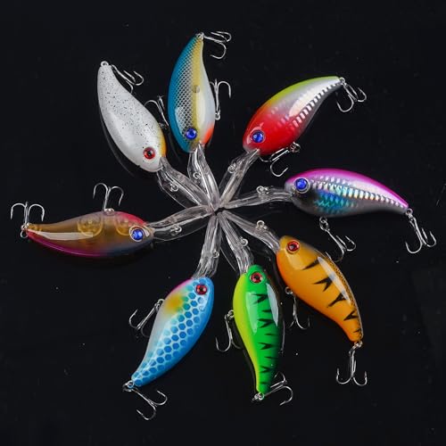 8PCS Fishing Lures Popper Lures Shadllow Deep Diving Swimbait Crankbait Fish Wobble Hard Fishing Baits for Bass Trout Freshwater and Saltwater Fish Tackles 3.54inch/4.0inch - color: 4.0inch - 8pcs