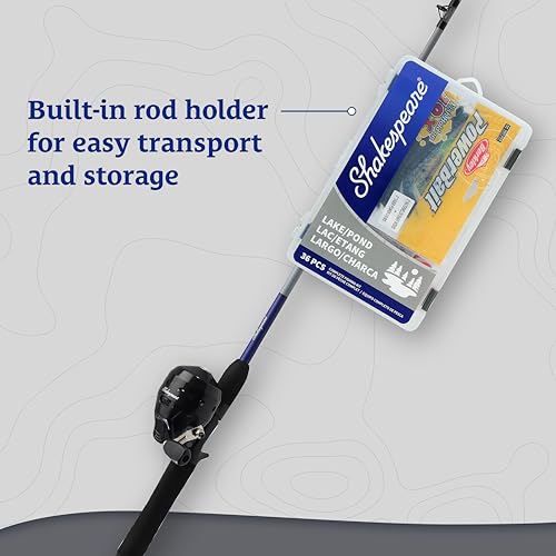 Shakespeare Catch More Fish Spincast Reel and Fishing Rod Combo with Kit - color: Lake/Pond - Grey, style: 2024 Model