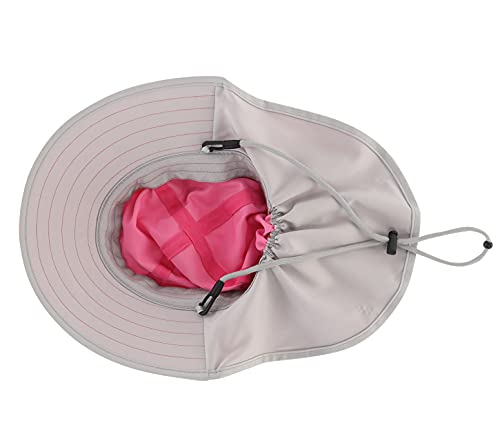 Connectyle Kids Sun Hat Adjustable Fishing Hat for Boys Grils Breathable UPF 50+ Protection Outdoor Beach Hat with Neck Flap - color: Hot Pink