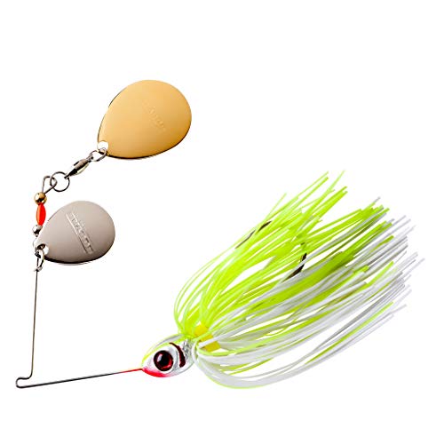 Booyah Colorado Blade Spinner-Bait Bass Fishing Lure - color: White/Chartreuse, style: Double Colorado (3/8 Oz)