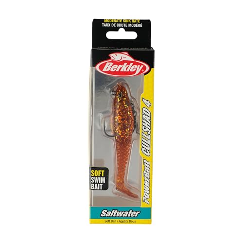 Berkley PowerBait Saltwater Pre-Rigged Cullshad Fishing Soft Bait - color: Root Beer Gold, size: 4 in (0.5 oz)