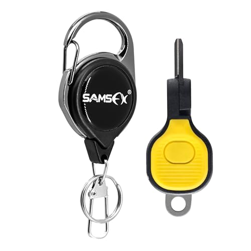 SAMSFX Fishing Nipper with Retractable Tether, Stainless Steel Blades that Cut Braid, Mono and Fluoro Lines, SNIP, Fishing Line Cutters (Yellow) - color: Yellow