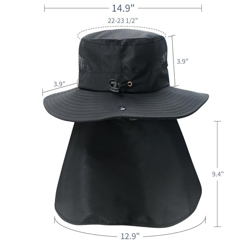NPJY Sun Fishing Hats with Neck Flap for Men Women UV Sun Protection Safari Hat Wide Brim Bucket Hat - color: Pure Green(with Neck Flap)