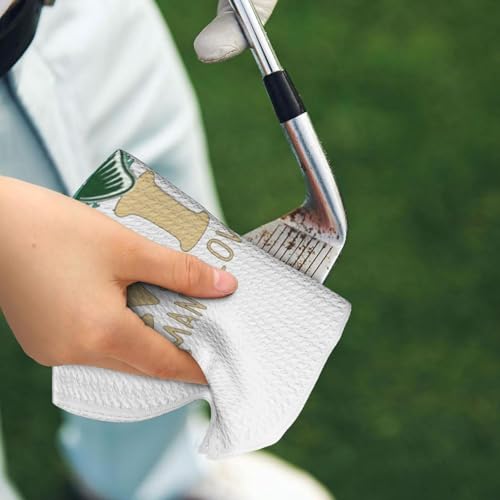 Fishing Microfiber Golf Towel, 16x24 Waffle Pattern with Carabiner Clip, Tri-Fold Large Golf Ball Towels, Golf Bag Accessories for Men Women, Golf Gift