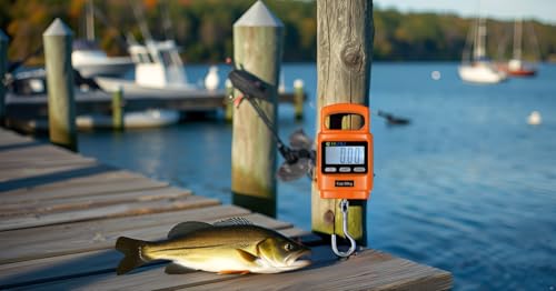 Klau Portable Fish Weighing Scale, Orange, 100 lb / 1600 oz | Heavy Duty Digital Hanging Scale, LCD Display with Backlight, For Home Farm Hunting Outdoor