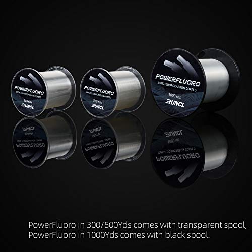 RUNCL Fluorocarbon Fishing Line, PowerFluoro Clear Ice Fishing Leader Line - Virtually Invisible, Faster Sinking, Extra Sensitivity, 300/500/1000yds, 5-32lb Break Strength, Fishing Gifts - size: 14 lb - 500 yds