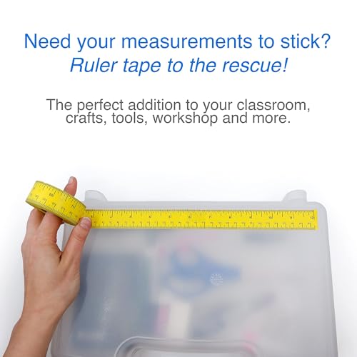 ChromaLabel 1 Inch Adhesive Measuring Tape with Ruler, Flexible Measuring Tape, Yellow, 12 Inch - Case of 10 - color: Yellow, size: 1" Wide Pack of 10
