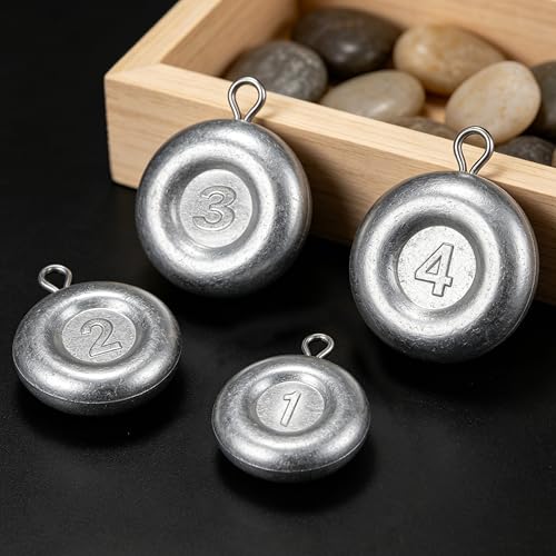 Disc Sinkers Fishing Weights, Coin Sinkers Saltwater Surf Fishing Weights for Bottom Drifting Trolling - size: 3oz-5pcs