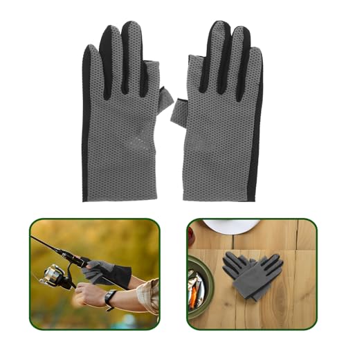 Kisangel Fingerless Fishing Gloves Breathable Mesh Anti-Slip Sun Protection Gloves for Outdoor Sports Cycling Mountain Biking and Surf Casting – for Men and Women