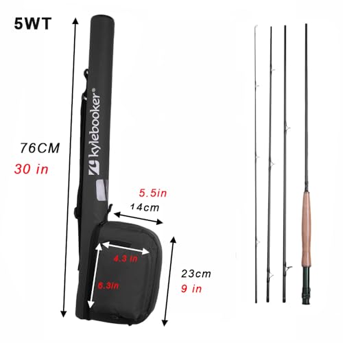 Kylebooker Fly Fishing Rod with Reel Combo Kit 3/4/5/6/7/8 Weight Starter Fly Fishing Outfit with Rod Bag - size: 5wt 9‘0“ 4pc Rod,5/6 Reel