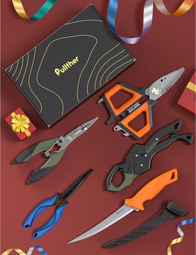 5PC Fishing Tool Kit - Fillet Knife, 2PC Fishing Pliers,Fishing Braid Scissors and Fish Lip Gripper, Fishing Gear for Fly Fishing, Ice Fishing - color: 5PC+Multicolor