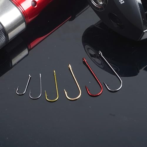 Crappie Panfish Fishing Hooks Aberdeen Hook Kit, 150pcs Aberdeen Fishing Hooks Long Shank Assorted Small Size Sharpened Live Bait Hook Set for Saltwater Freshwater Bass Catfish Trout Crappie Panfish