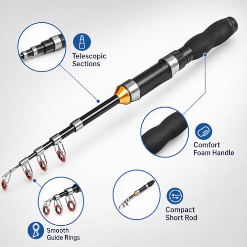 Carbon Fiber Fishing Rod Travel Fishing Pole Lightweight Portable Shore Sea Fishing Outdoor Use - size: 3.3 FT