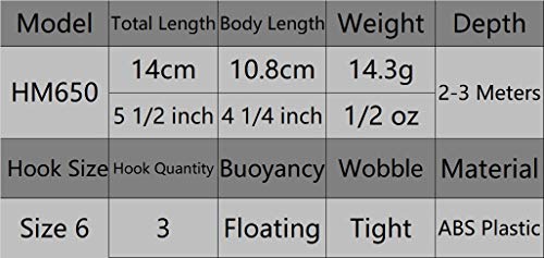 Minnow Crankbait for Bass Fishing Bass Lure Jerkbait Fishing Lures and Tackle Box - color: HM650KB