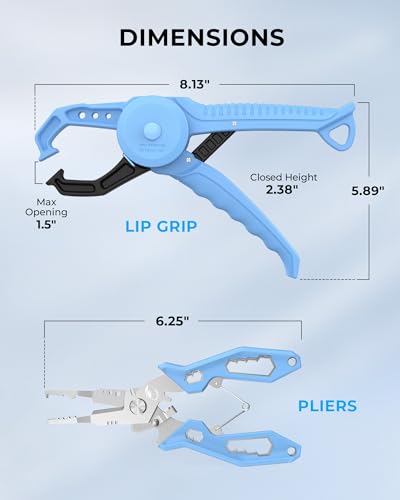 Calamus DriftWave 2pc Fishing Tool Kit – Fishing Gear with Corrosion Resistant Fishing Pliers, Fish Lip Gripper with Measuring Tape,Fishing Gifts for Men