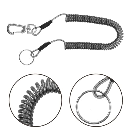 Luxshiny Retractable Coiled Lanyard Multifunctional Outdoor Use 3pcs with Keychain Sturdy TPU Coated Steel Wire with Metal Buckle for Fishing Gear and Hand Tools for Cycling and Climbing