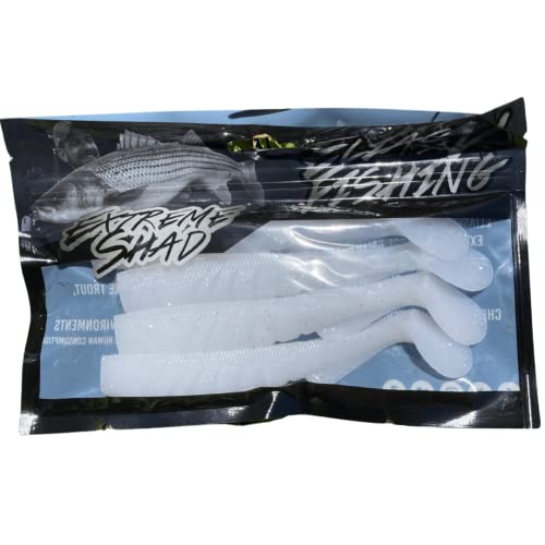 Extreme Paddle Tail Swim Baits - Soft Plastic Swimbaits, Premium Paddle Tail Swimbaits for Bass Fishing, Great Action Lifelike Saltwater Soft Swimbait Shad Lure - color: White, size: 5.5"