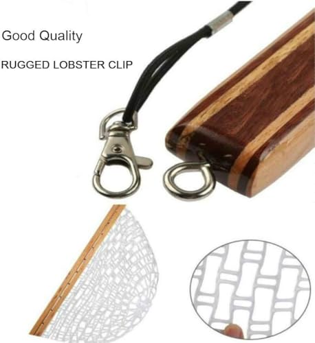 Fishing Landing Net Soft Rubber Mesh Trout Net Catch and Release Net with Wooden Handle Frame, Flying Fishing Hoop 42 x 24.8 x 25(cm)