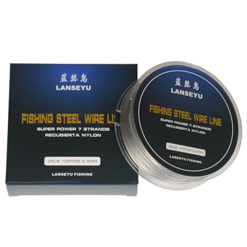 Fishing Wire Rope 0.5mm 100 Metres 26 Pound Fishing Stee Wire Nylon Coated 1x7 Stainless Steel Leader Wire Super Soft Fishing Wire Lines