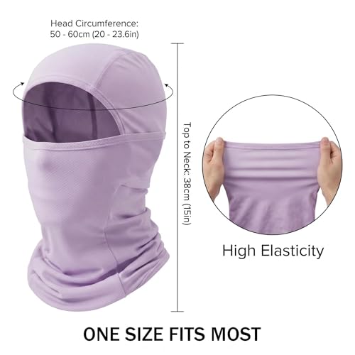Balaclava Face Mask Sun UV Protection, Summer Cooling Breathable Full Face Mask for Motorcycle Skiing Cycling Fishing - color: Light Purple