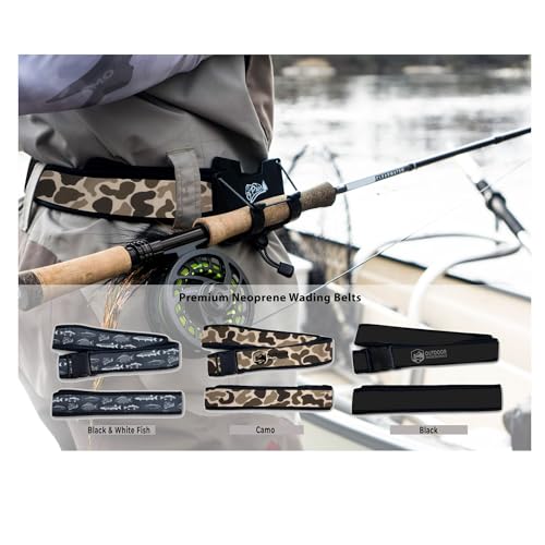 O’Pros Premium 2” Neoprene Adjustable (24” to 48”) Wading Belt – Fishing Wader Belt - color: Brown Camo