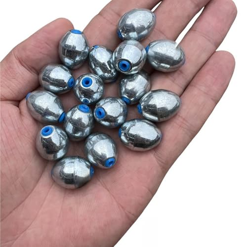 Alloy Steel Fishing Sinker Oval Drop Shot Bass Fishing Weight Casting Sinkers for Saltwater Freshwater - size: Size8-10Pcs-Alloy Sinker-20G