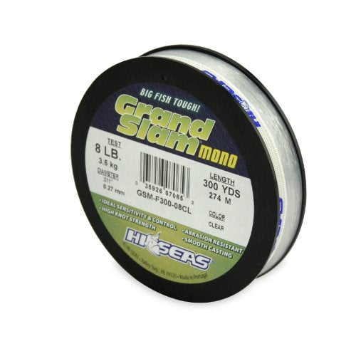 HI-SEAS Grand Slam Monofilament Fishing Line - Strong & Abrasion Resistant in Clear, Pink, Green, Smoke Blue, Fluorescent Yellow Freshwater & Saltwater - Filler Spool - style: 10 Lb Test, 0.30 Mm Dia, 300 Yd