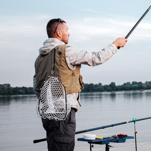 Fly Fishing Net, Soft Mesh Trout with Handle, Catch and Release Landing for Freshwater, Saltwater, Gift for Anglers & Fly Fishing Enthusiasts - style: Folding Net