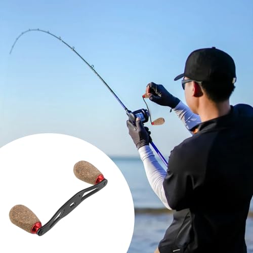 Fishing Reel Handle Replacement Parts Red Fishing Baitcasting Reel Handle Rocker Arm Girp Fishing Rod Spinning Reel Grip with Wood Knob - color: Red