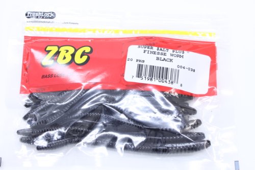 Zoom Bait Finesse Worm Bait-Pack of 20 - color: Black