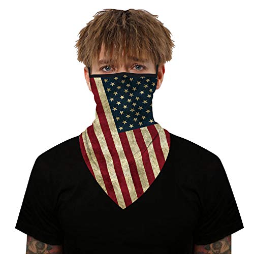 YAYOUREL Neck Gaiter Face Mask Bandanas for Men Women UV Face Scarf Cover Ear Loop Hole Facemask for Fishing Running Cycling - color: Red Gray Blue